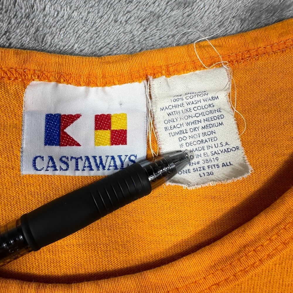 VINTAGE Castaways Tennessee Volunteers T Shirt Mens OSFA Orange Vol Fan Dog 90s - Picture 2 of 7